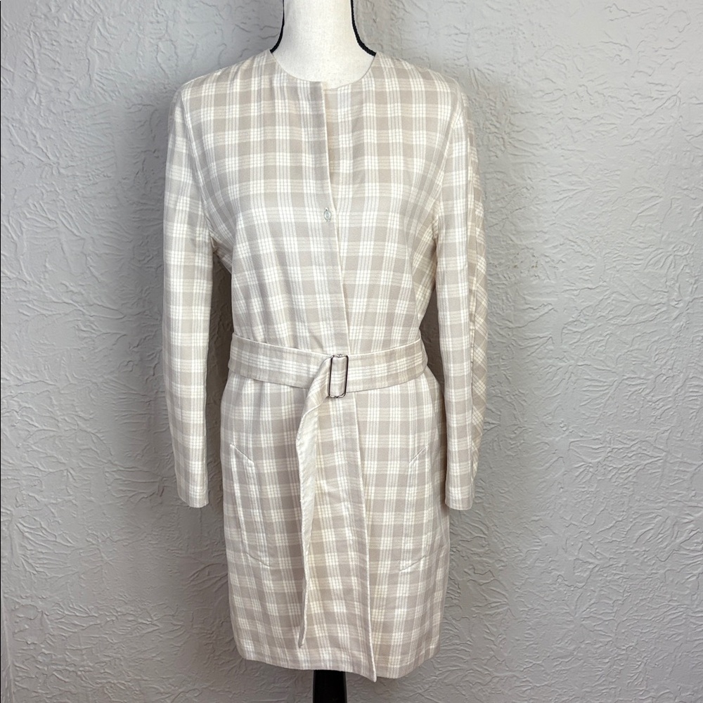 Agnona Cashmere Belted Plaid Coat